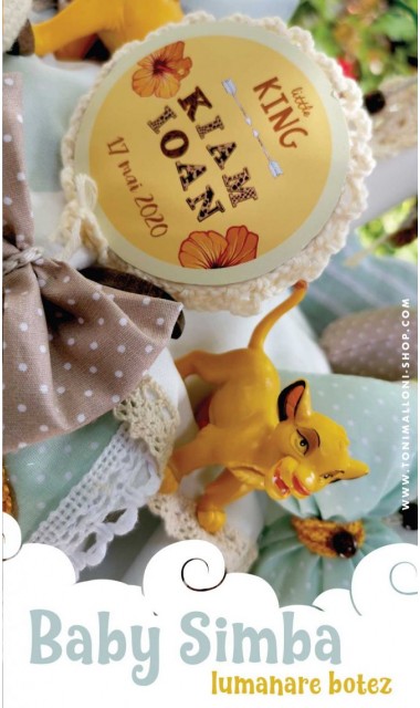 Lumanare de botez cu Simba, regele leu din celebrul desen animat sau film Lion King, Baby Simba 2